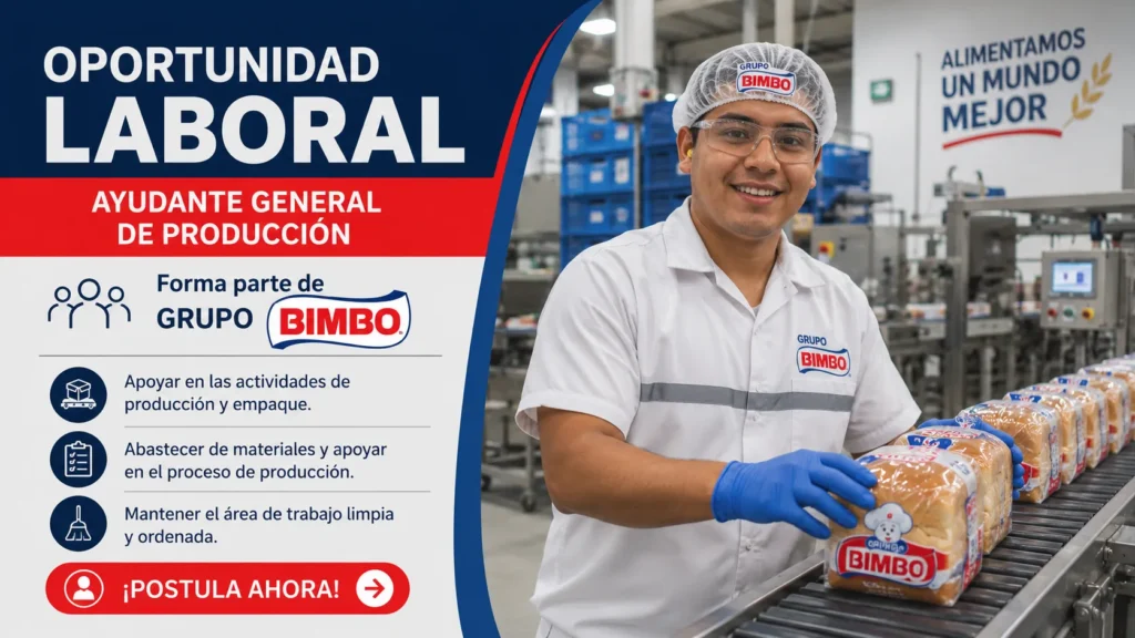 Ayudante General de Producción en Grupo Bimbo 🍞🏭